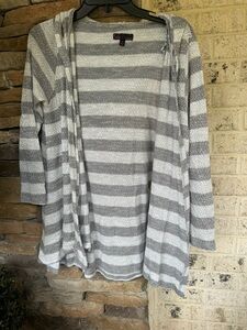 t/o sweaters- grey on grey light cardigan-size small